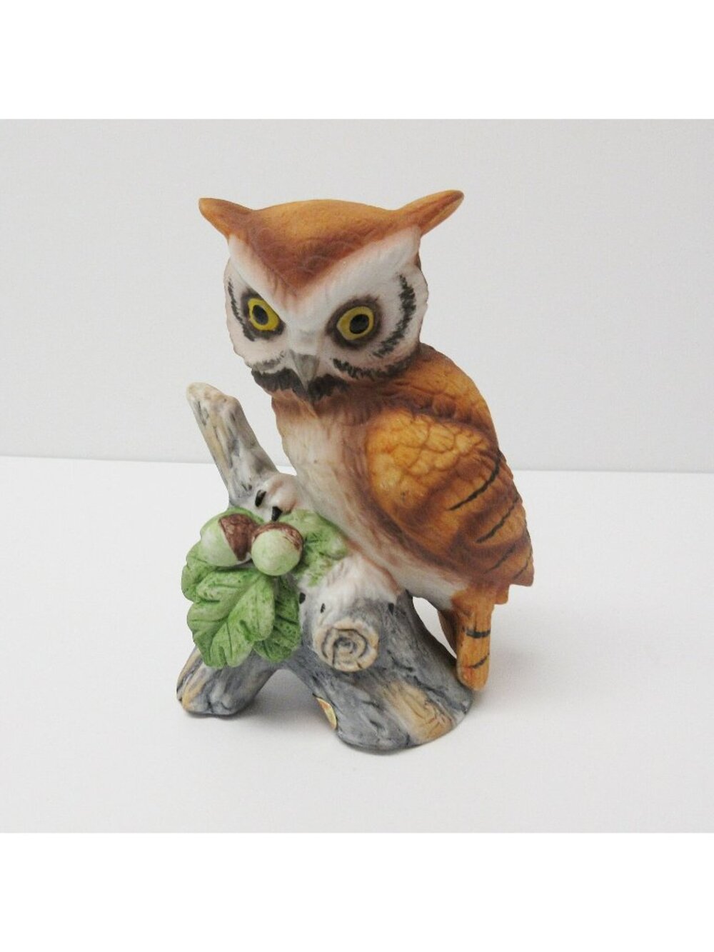 Vintage Enesco Owl on Branch Acorns & Leaves Figurine 5" tall Made in Japan